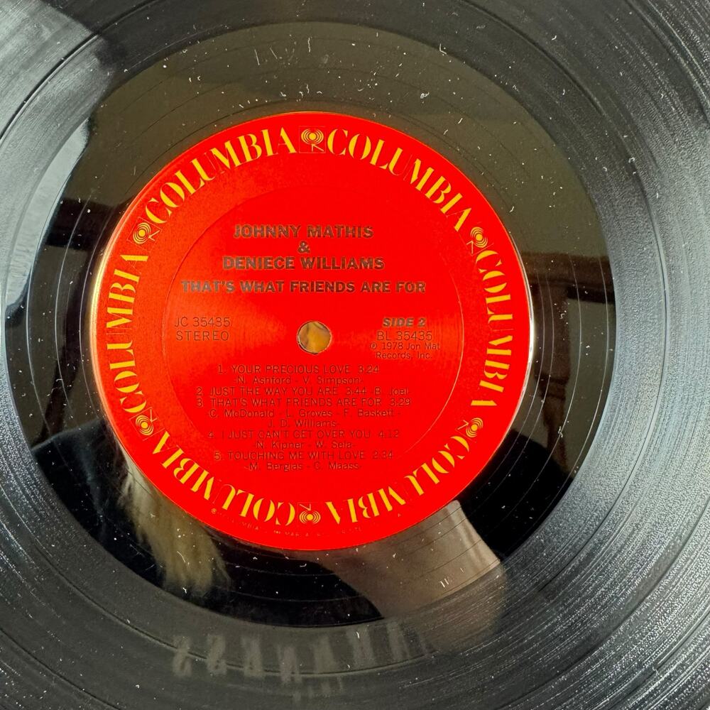Vintage Johnny Mathis & Deniece Williams That's What Friends Are For LP Record - Picture 4 of 5